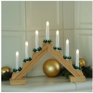 MARELIDA LED Schwibbogen LED Lichterbogen Weihnachtsleuchter 7 Kerzen Batteriebetrieb L: 39cm (1-tlg) braun