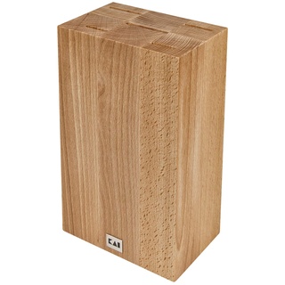 KAI Shun traditioneller Messerblock Cube aus Holz - Premiumqualität Buche - Platz für 5 Messer - Abmessung 15,5 x 10 x 25 cm - 3,0 cm x 0,5 cm (3x), 5,5 cm x 0,5 cm (1x), 4,8 cm x 0,5 cm (1x)