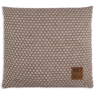 KNIT FACTORY - Juul Kissen - Marron/Beige - 50x50 cm | Sofakissen mit Füllung und Bezug - Couchkissen - Zierkissen - Gestrickter Dekokissen - Kissen mit Wabenmuster