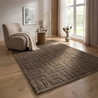 The CarPET Designteppich THE CARPET "Elisa", braun, B:200cm H:15mm L:280cm, Polyester, Polypropylen (PP), Teppiche, mit klaren geometrischen Formen und Linien