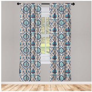 Gardine Vorhang für Wohnzimmer Schlafzimmer Dekor, Abakuhaus, Microfaser, orientalisch Traditionelle Blumenkunst bunt 150 cm x 175 cm