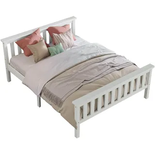 Aceinheu Doppelbett, Holzbett aus massiver Kiefer mit Lattenrost, Stabiles Massivholzbett mit Mittelstütze, Jugendbett & Gästebett, Bettgestell ohne Matratze, (90 x 200 cm)