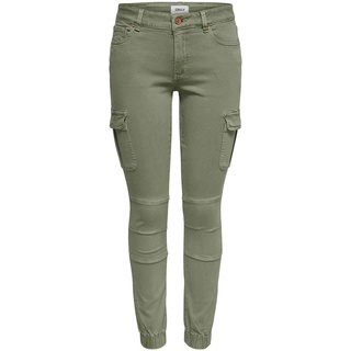 ONLY Cargo Jeans Hose | Stretch Denim Jogger Pants | Slim Mid Waist Karottenhose ONLMISSOURI, Farben:Grün, Größe:38W / 32L, Z-Länge:L32