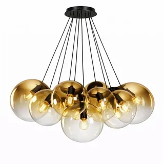 s.luce Pendelleuchte s.luce Orb Cluster Glas-Pendelleuchte 13-flammig 13x20cm Gold Verlauf schwarz