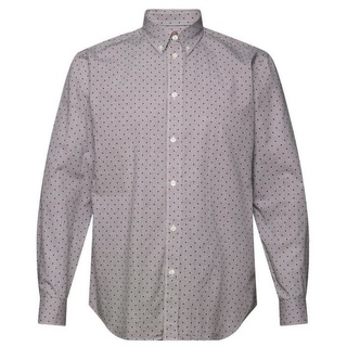 Esprit Langarmhemd Gemustertes Button-Down-Hemd, 100 % Baumwolle braun