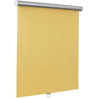 Print Cycero packaging Springrollo Thermo - Mittelzugrollo - Sonnenschutz, Sichtschutz, Blendschutz - 60 x 180 cm gelb - Schnapprollo - Verdunkelungsrollo - Stoff Rollo - Thermorollo