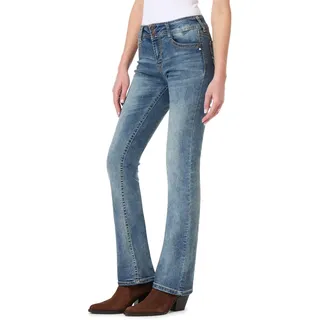 WallFlower Luscious Curvy Bootcut Jeans für Damen, mittelhohe Taille, Insta-Stretch-Denim in Petite, Midsize, Übergröße, Junior-Jeans, Basil, 48 Mehr Lange - 44 Große Größen Lang