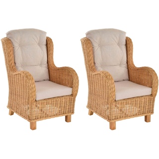 Krines Home Loungesessel Set/2 Lesesessel Birmingham Rattansessel Rattanmöbel Set Sessel Rattan gelb