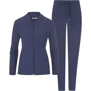 Loungeanzug MEY Gr. M, blau Damen Homewear-Sets Pyjamas bequeme Passform, Reißverschluß