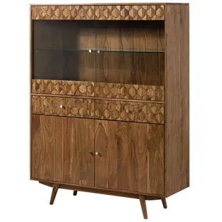 MASSIVMOEBEL24.DE Highboard 120 x 160 x 42 cm Akazie natur lackiert / Beige
