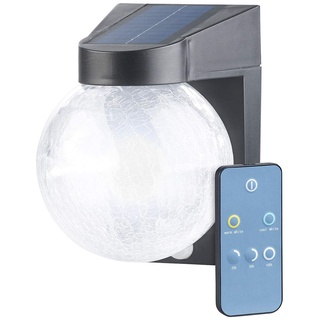 Luminea Beleuchtung Aussen: Solar-LED-Wandleuchte im Crackle-Glas-Design, PIR-Sensor, 200 Lumen (Solar Leuchte Fernbedienung, Haustür-Lampe Bewegungsmelder, Garten Deko)