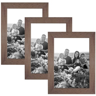 CABBEL Rahmen »MDF Holz-Rahmen mit bruchsicherem Acrylglas für Wand Tisch in Braun«, für 3 Bilder (Spar-Set), 3x 10x15 cm braun