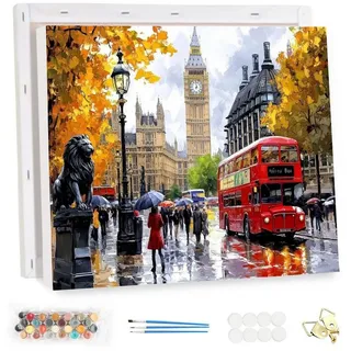 LuxusKollektion Malen nach Zahlen Malen nach Zahlen London 40x30cm m.Rahmen (1-St) bunt|gelb|grau|rot
