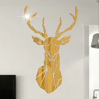 3D Spiegel Hirsch Wandtattoos Wandbilder Dreidimensionale Wandaufkleber Aufkleber DIY Deko Wandtattoo Wohnzimmer Schlafzimmer Tv Sofa Hintergrund Wandkunst Wandsticker