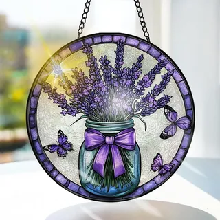 Glasvase 20x20 cm, lavendelfarben, hängende Fensterdekoration, für Fenster