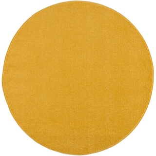 Teppich Uni, Sanat, rund, Höhe: 13 mm, robuster Kurzflorteppich, große Farbauswahl gelb Ø 80 cm x 13 mm