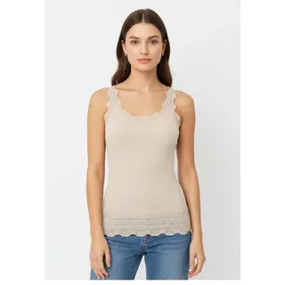 rosemunde Spitzentop Benita Silk Top Camisole mit Seide Vintage-Spitze am Ausschnitt, feminin, Rundhalsausschnitt, Seidenmix beige S (36)