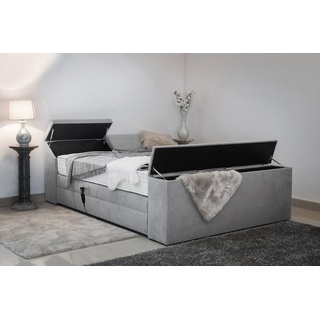 PAARA Boxspringbett »Dubai elektrisch verstellbar mit Motor Stauraum«, Bettboxen mit einzigartigem Belüftungssystem grau