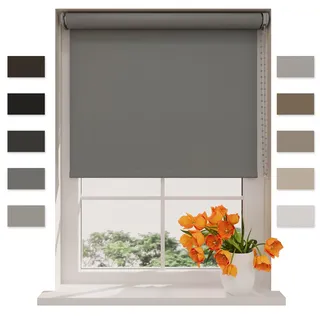DTCH® Verdunklungsrollo ohne Bohren, stahlgrau, 50 x 190 cm | 100% verdunkelnd, inkl. Klemmfix, Wand- oder Deckenmontage, Breite kürzbar, kindersicher, Breiten bis 240 cm