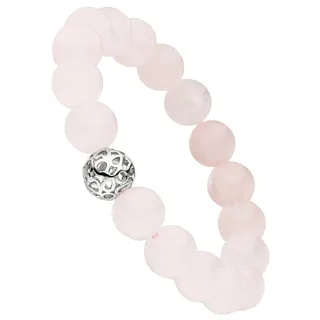Jobo Armband mit Rosenquarz und Silikon rosa 18 cm