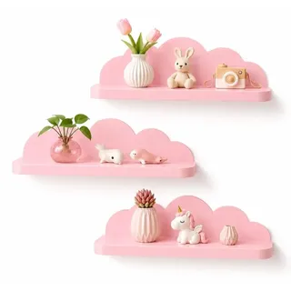 Omgoods – Dekorative Wandregal-Set, bestehend aus 3 Teilen – Hängeregale für Schlafzimmer und Badezimmer, in Rosa
