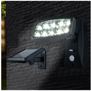 BURI Wandleuchte LED Solar-Strahler mit Bewegungsmelder Wandlampe Außenleuchte Gartenla
