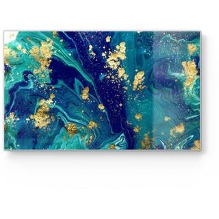 DEQORI Schneidebrett 'Marmor mit Goldakzent', Glas, Platte Frühstücksbrett Schneideplatte blau 23 cm x 14 cm