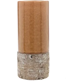 Vase 2 in 1 wood groß - Braun Rund Keramik Amadeus 14.5x14.5 cm