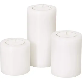 EDZARD Stumpenkerze Cornelius Ø 6 cm, (H 6, 8, 10 cm) Stumpenkerzen-Optik, Dauerkerze für Teelichter weiß