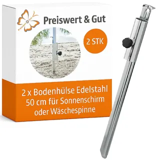 PRO PLUS Bodenhülse Edelstahl 50 cm Silber