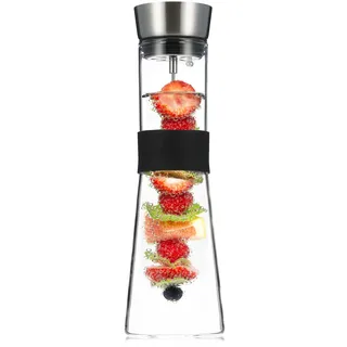 Klarstein Glaswerk Sile Karaffe 1 Liter Borosilikatglas Fruchtspieß mit Stopper