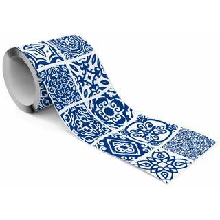 Muralo Tapetenbordüre 10 cm x 300 cm Papier Blau/Weiß 35001000