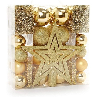 Heitmann Deco Weihnachtsbaum-Schmuck - Gold - 45-teilig - Set inkl. Baumspitze, Kugeln, Perlketten und Girlanden - Kunststoff