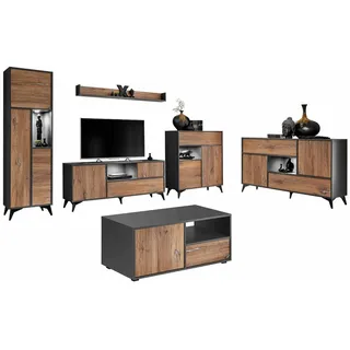 komodee Wohnwand TV Orvieto Collection Eiche/Anthrazit 548x187x50 cm,