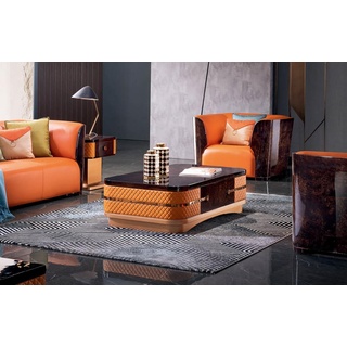 JVmoebel Couchtisch Couchtisch Tisch Leder Stein Beistell Luxus Tische Wohnzimmer orange
