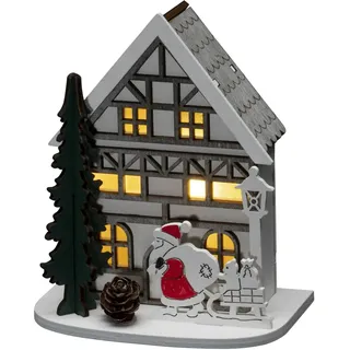 Konstsmide LED Holzsilhouette Haus Weiß