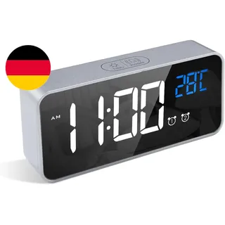 LATEC Digitaler Wecker Mit Große LED Temperaturanzeige, Tischuhr Mit 10 Musik, U
