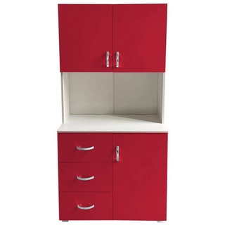 HTI-Living Kinderkleiderschrank Kinderzimmerschrank Rot Weiß (Stück, 1-St., 1 Schrank) Kleiderschrank Bücherregal 6 Regalfächer 3 Schubladen rot