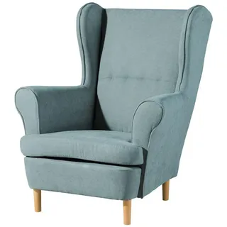Massivmoebel24 Ohrensessel SCANDI Polyester 71 x 74 x 105 cm Petrol mit Kissen