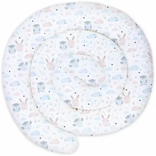 Totsy Baby XXL Bettschlange Bettkissen Stillkissen Bettrolle Bettkantenschutz Zierkissen Bettumrandung Schlange XL Handmade Hellgrau mit Eulen 150 cm Oeko-Tex-Zertifikat
