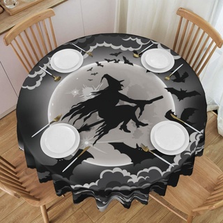 Halloween-Tischdecke mit Hexen-Aufdruck, rund, 152,4 cm, für Küche, Esszimmer, Tischplatte, Hochzeit, Party, Heimdekoration