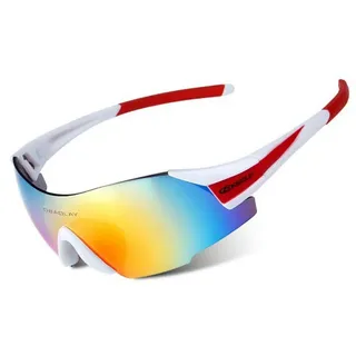 LeiGo Fahrradbrille Radsportbrille, Fahrradbrille, Fahrradbrille, Mountainbike-Brille, Outdoor-Sport Lauf-Sonnenbrille, randlose Sonnenbrille, UV-Schutz rot|weiß