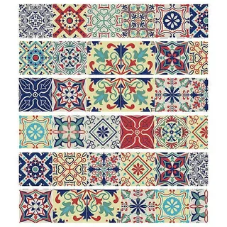 6-teiliges Set Mandala-muster Fliesenboden-treppenaufkleber Badezimmer-küchendekoration Wasserdichte Wandtattoos