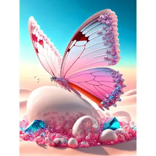 CULASIGN Diamond Painting Blumen und Schmetterlinge, DIY 5d Diamant Painting Bilder Blumen, Diamant malerei Kits Malen nach Zahlen Wohnzimmer Bilder für Kinder Arts Craft für Home Decor(30×40cm) (B)