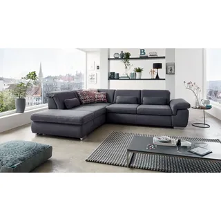 Ecksofa Wohnlandschaft Agent Stoff grau Boxspring Sitztiefenverstellung 320x260