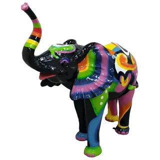 Xlmoebel Dekofigur Bunt bemalte Elefant-Skulptur für fröhliche Gartenakzente (Skulptur A689-160x160cm), Hergestellt in Europa beige