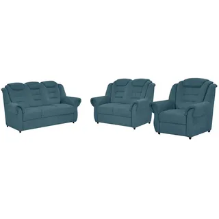 Livetastic Sitzgarnitur, Blau, Kunststoff, 3-teilig, Made in EU, Hocker erhältlich, Rücken echt, Armteil links, rechts, Wohnzimmer, Sofas & Couches, Sitzgarnituren