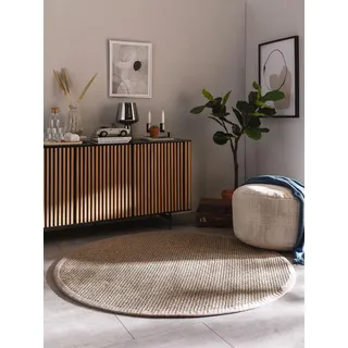 benuta Pure Sisalteppich Greta - Grau 250x250 cm rund - 100% Sisal - rund & im Style: Bordüre, Uni, Natural Living, Scandi Living - Pflegeleicht für Wohnzimmer Schlafzimmer