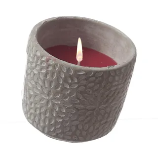 Duftkerze Citronella Betonkerze Zitrone grün Garten Outdoorkerze im Betontopf (Rot)