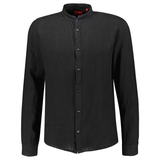 HUGO Langarmhemd Herren Leinenhemd ELVORY Slim Fit (1-tlg) schwarz XL